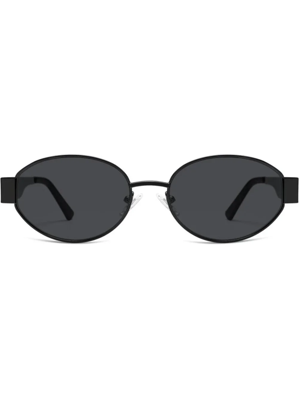 Women's Matte Black Grey Lens Oval Trendy Shades UV400 Protection Sunglasses